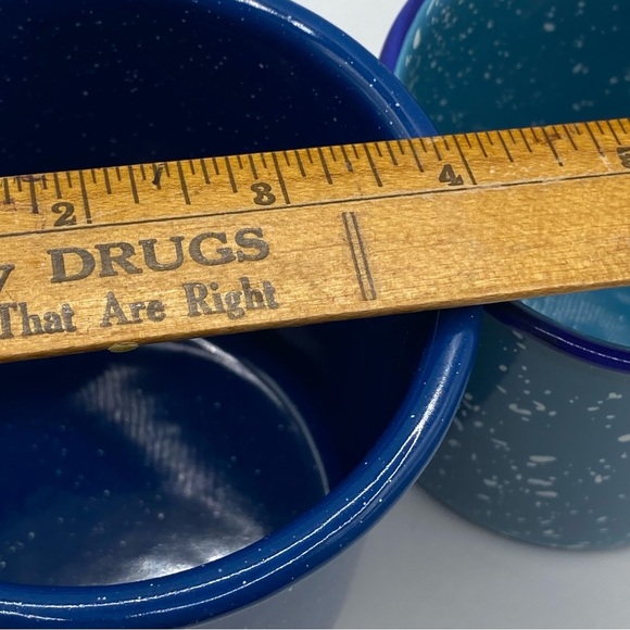 3 Blue Enamel Speckled Camping Coffee Mugs - Picture 11 of 16